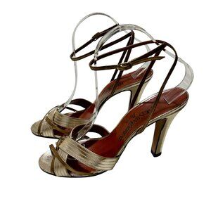 Yves Saint Laurent Two-Tone Metallic Strappy Sandals, 1980s